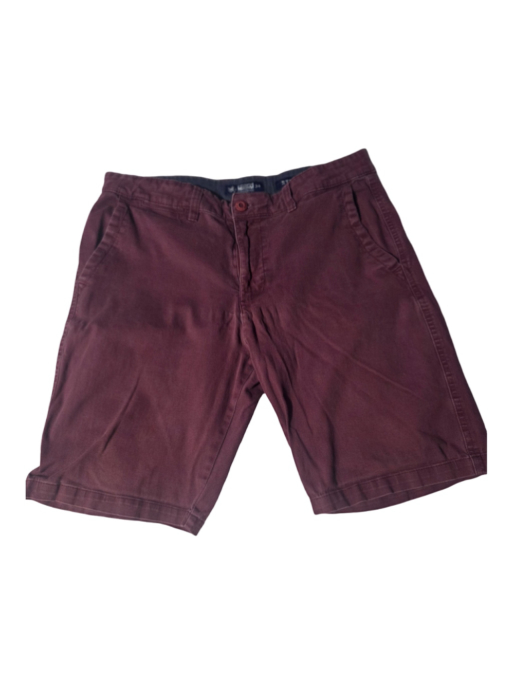 Men's Rugby University Flat Front Shorts Burgundy Waist 34